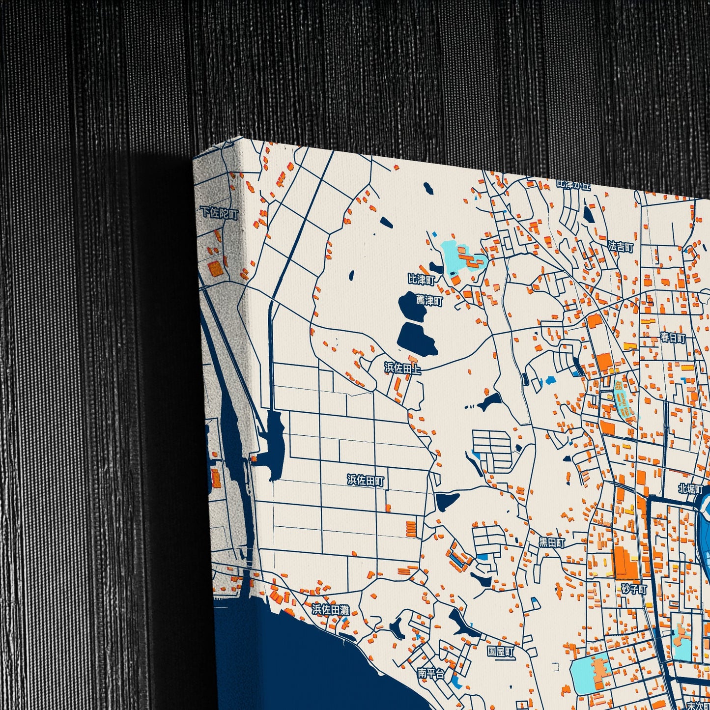 Matsue Japan Colorful City Map Canvas Print Detail