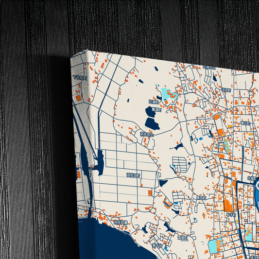 Matsue Japan Colorful City Map Canvas Print Detail