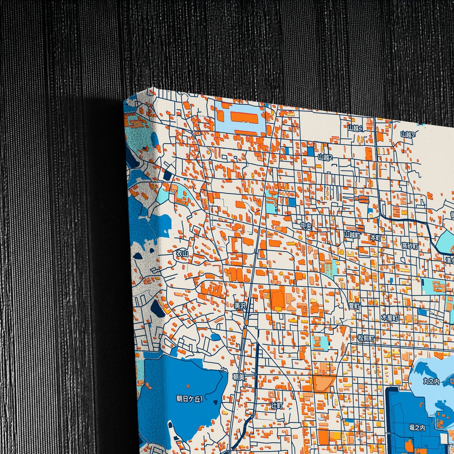 Matsuyama Japan Colorful City Map Canvas Print Detail