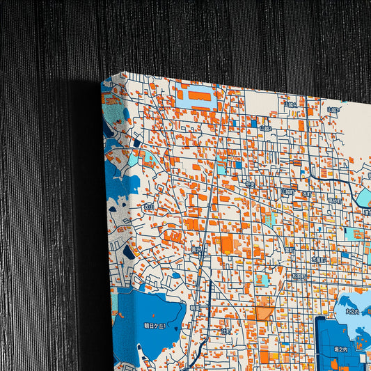 Matsuyama Japan Colorful City Map Canvas Print Detail