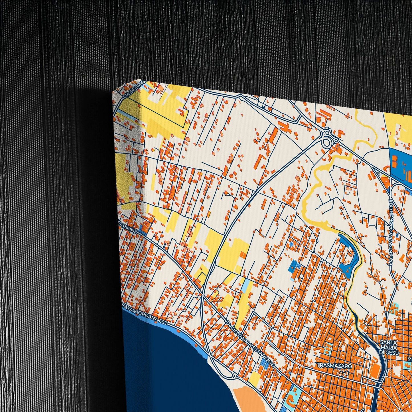 Mazara Del Vallo Italy Colorful City Map Canvas Print Detail