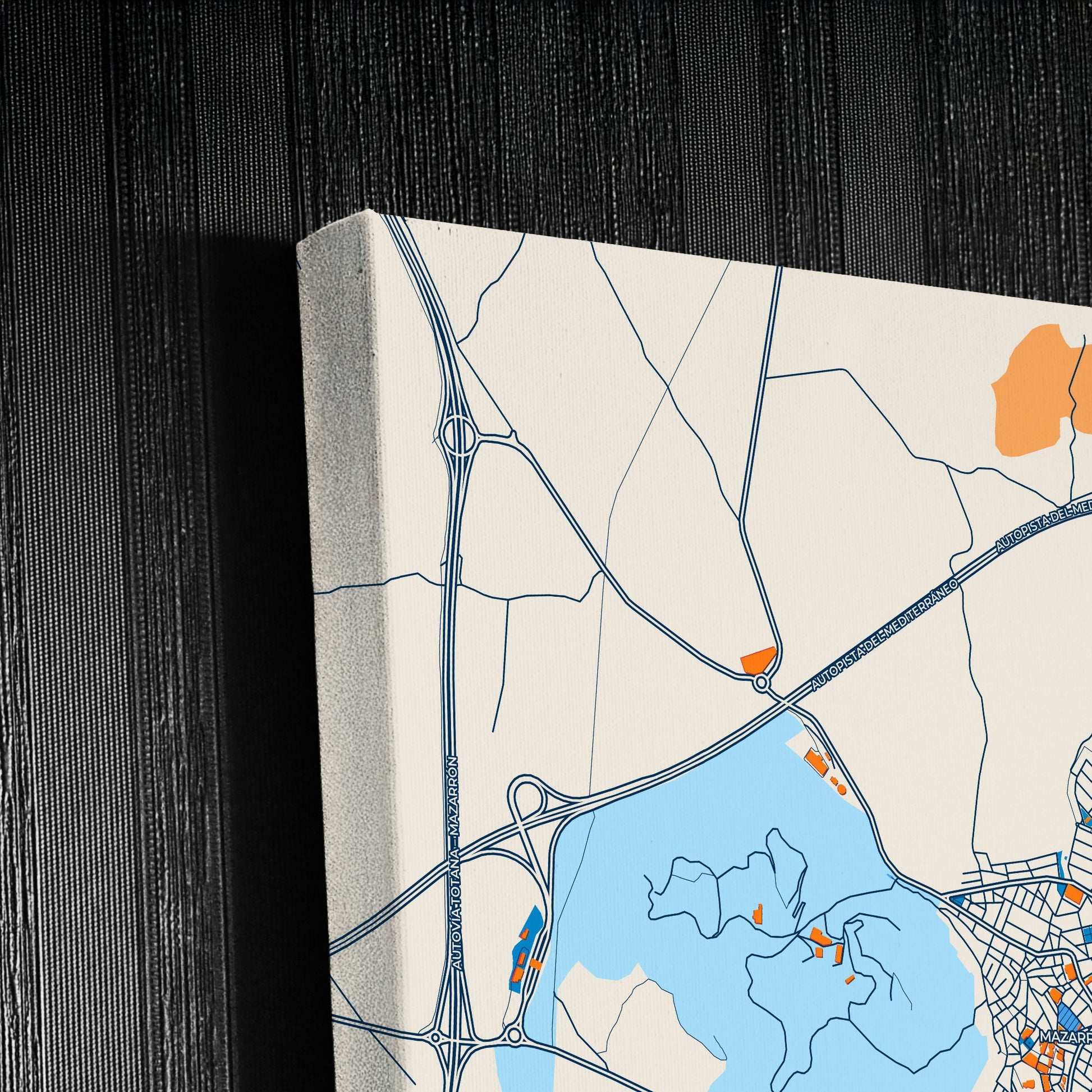 Mazarrón Spain Colorful City Map Canvas Print Detail