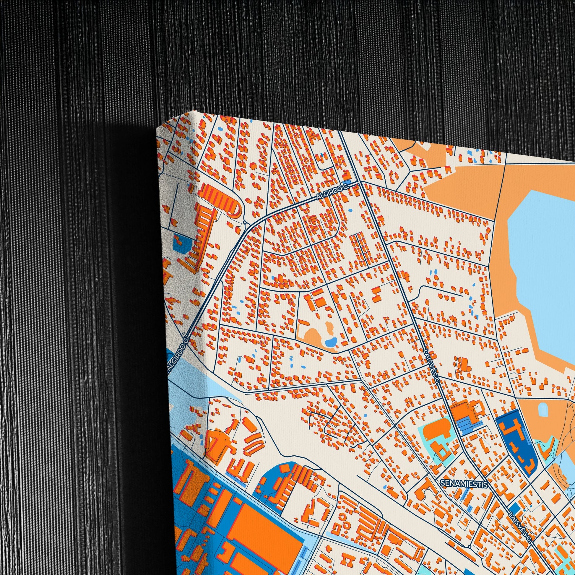 Mažeikiai Lithuania Colorful City Map Canvas Print Detail