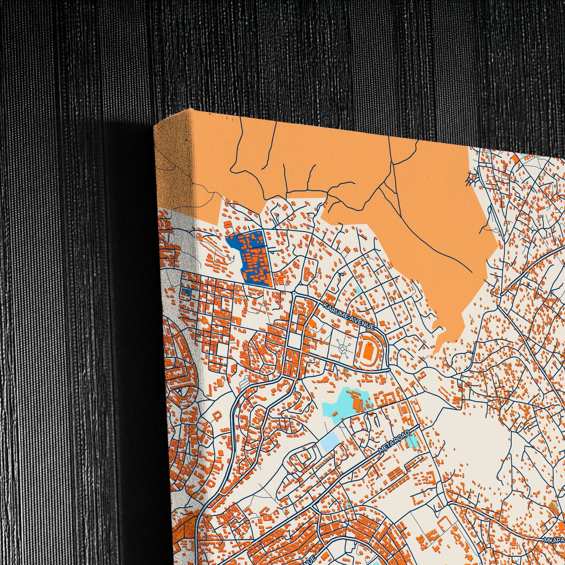 Mbeya Tanzania Colorful City Map Canvas Print Detail