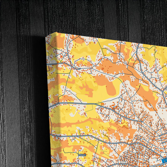 Mbouda Cameroon Colorful City Map Canvas Print Detail