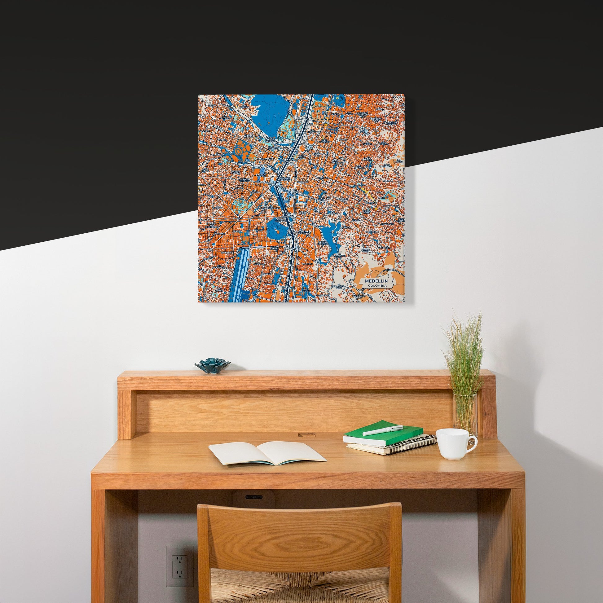 Medellin Colombia Colorful City Map Canvas Print Scene