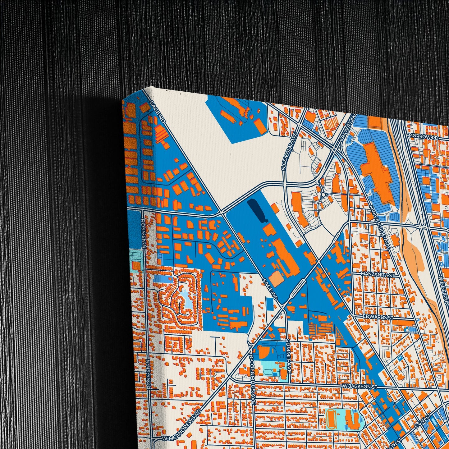 Medford Oregon Colorful City Map Canvas Print Detail