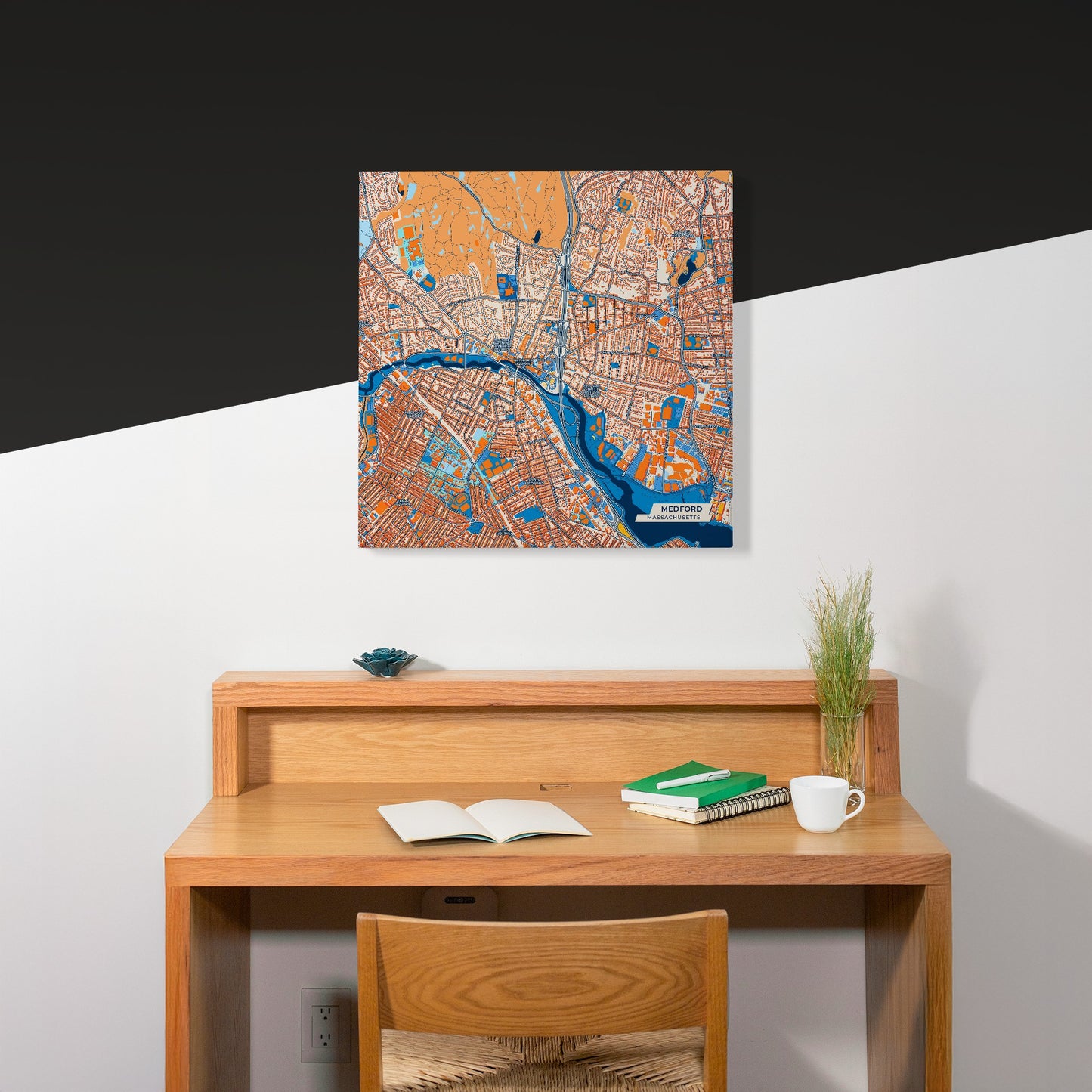 Medford Massachusetts Colorful City Map Canvas Print Scene