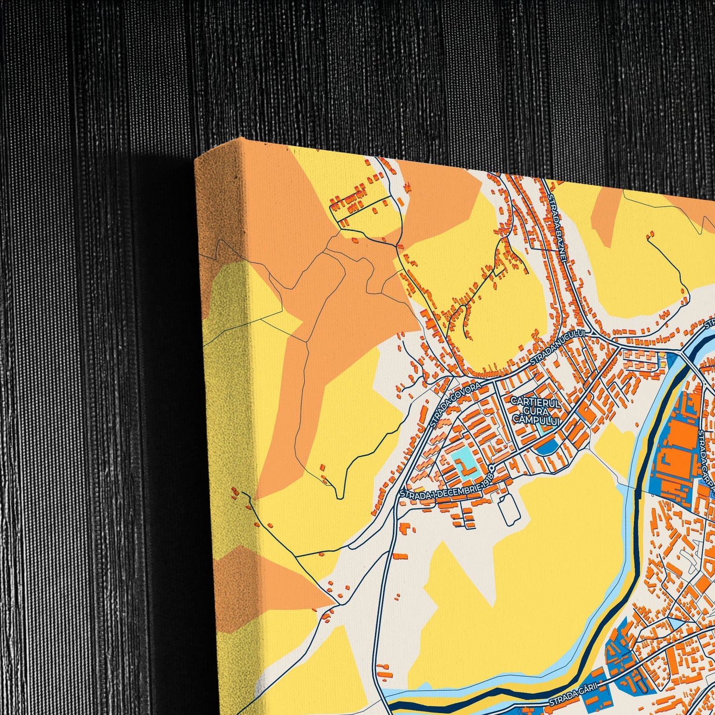 Mediaș Romania Colorful City Map Canvas Print Detail