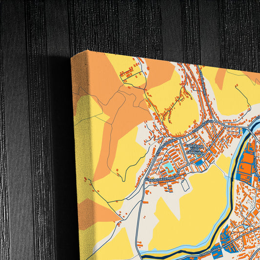 Mediaș Romania Colorful City Map Canvas Print Detail