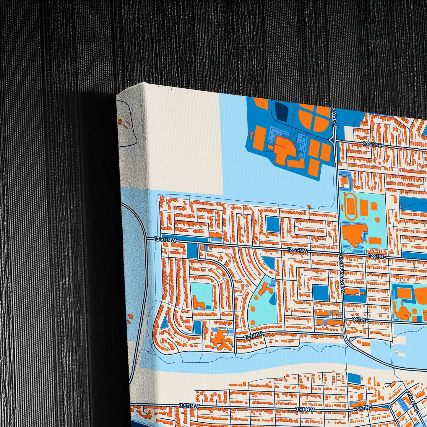 Medicine Hat Canada Colorful City Map Canvas Print Detail