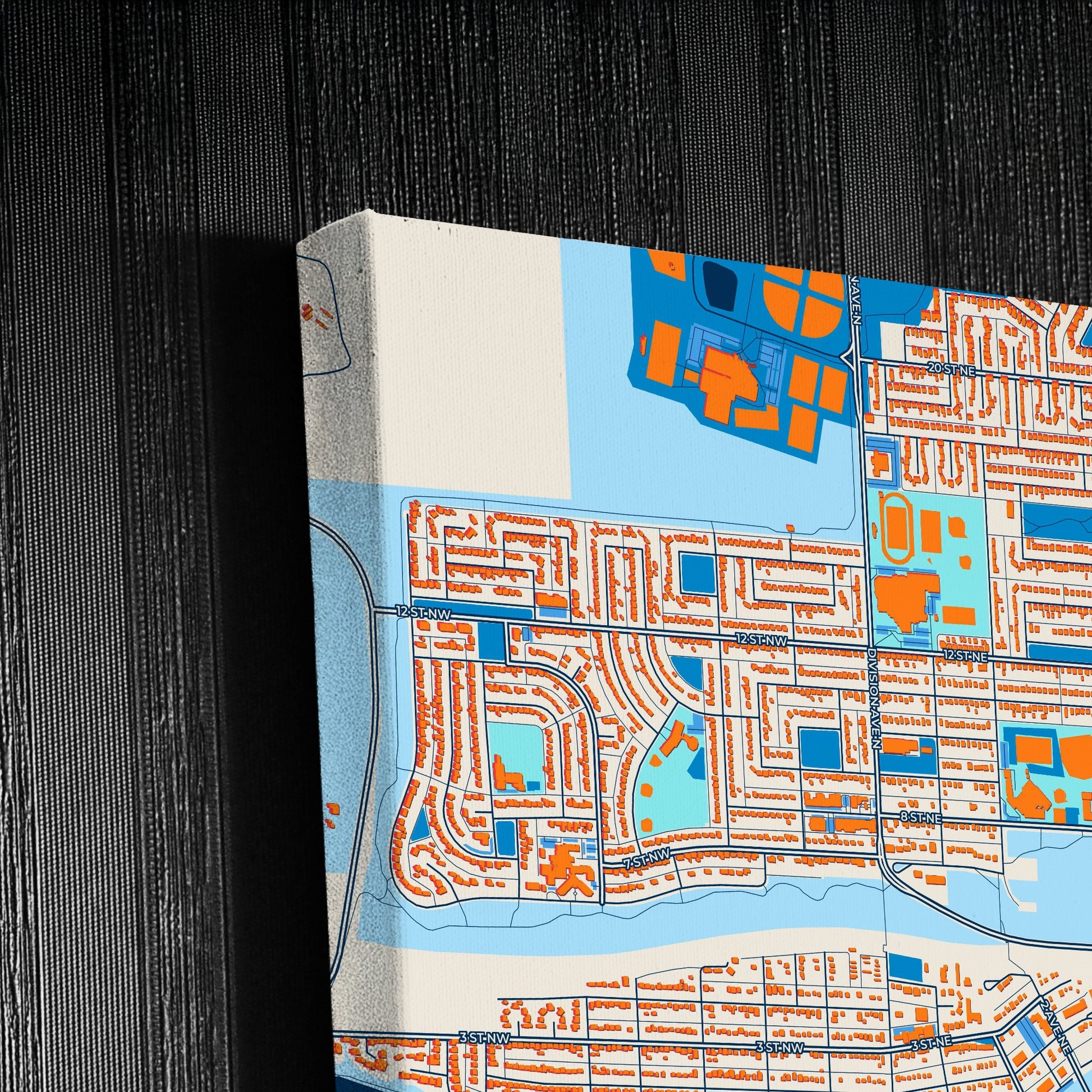 Medicine Hat Canada Colorful City Map Canvas Print Detail