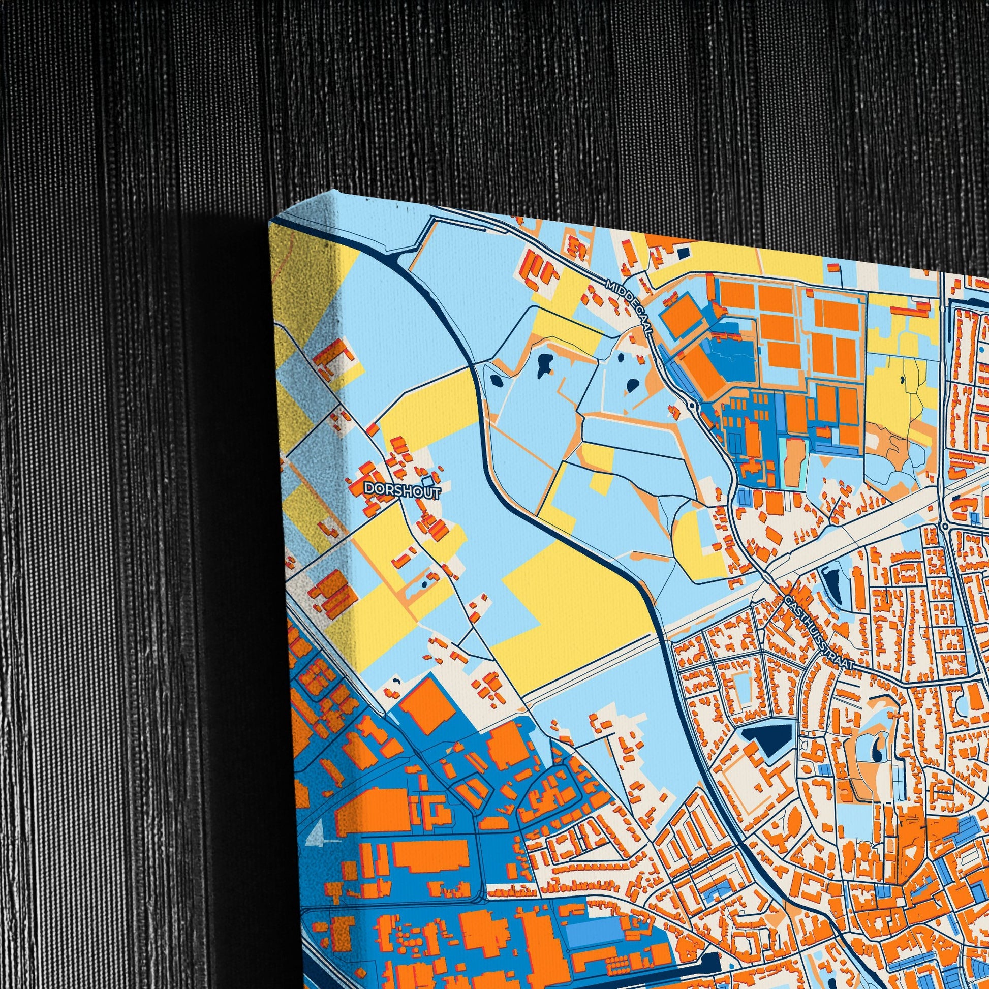 Meierijstad Netherlands Colorful City Map Canvas Print Detail