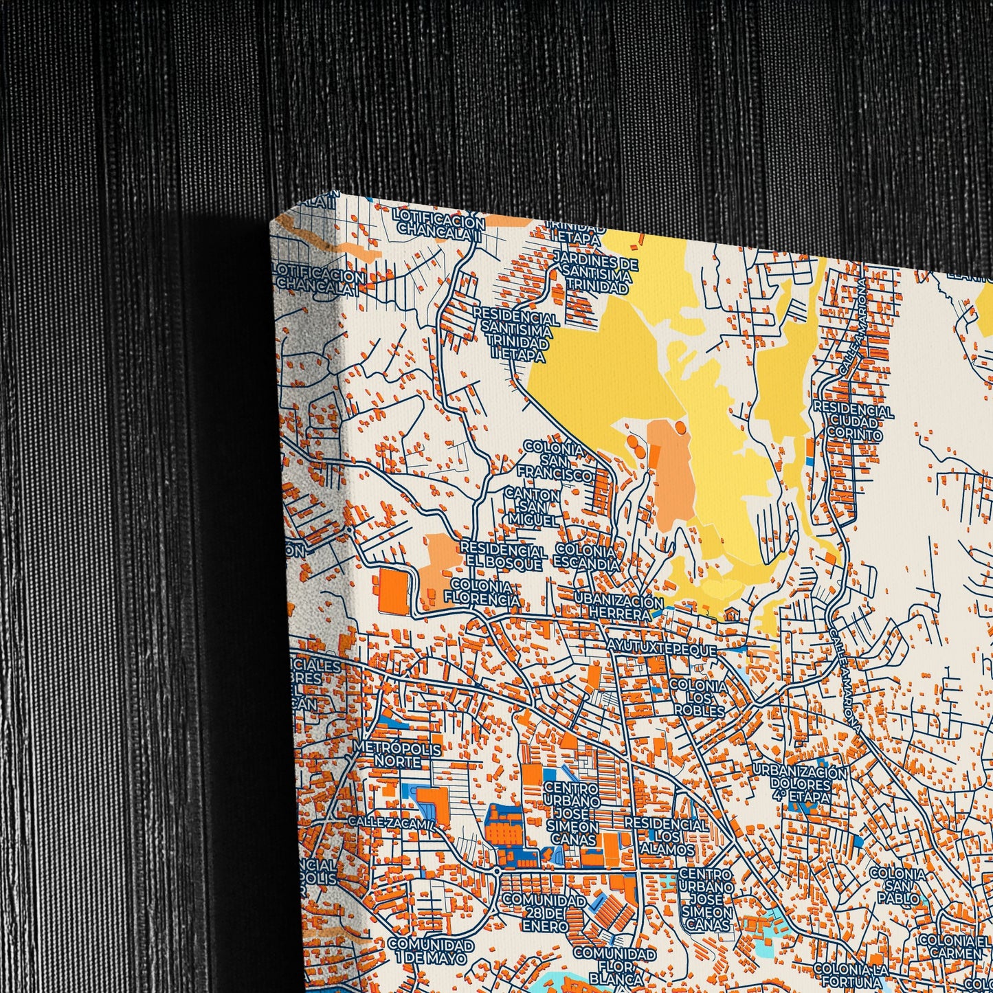 Mejicanos El Salvador Colorful City Map Canvas Print Detail