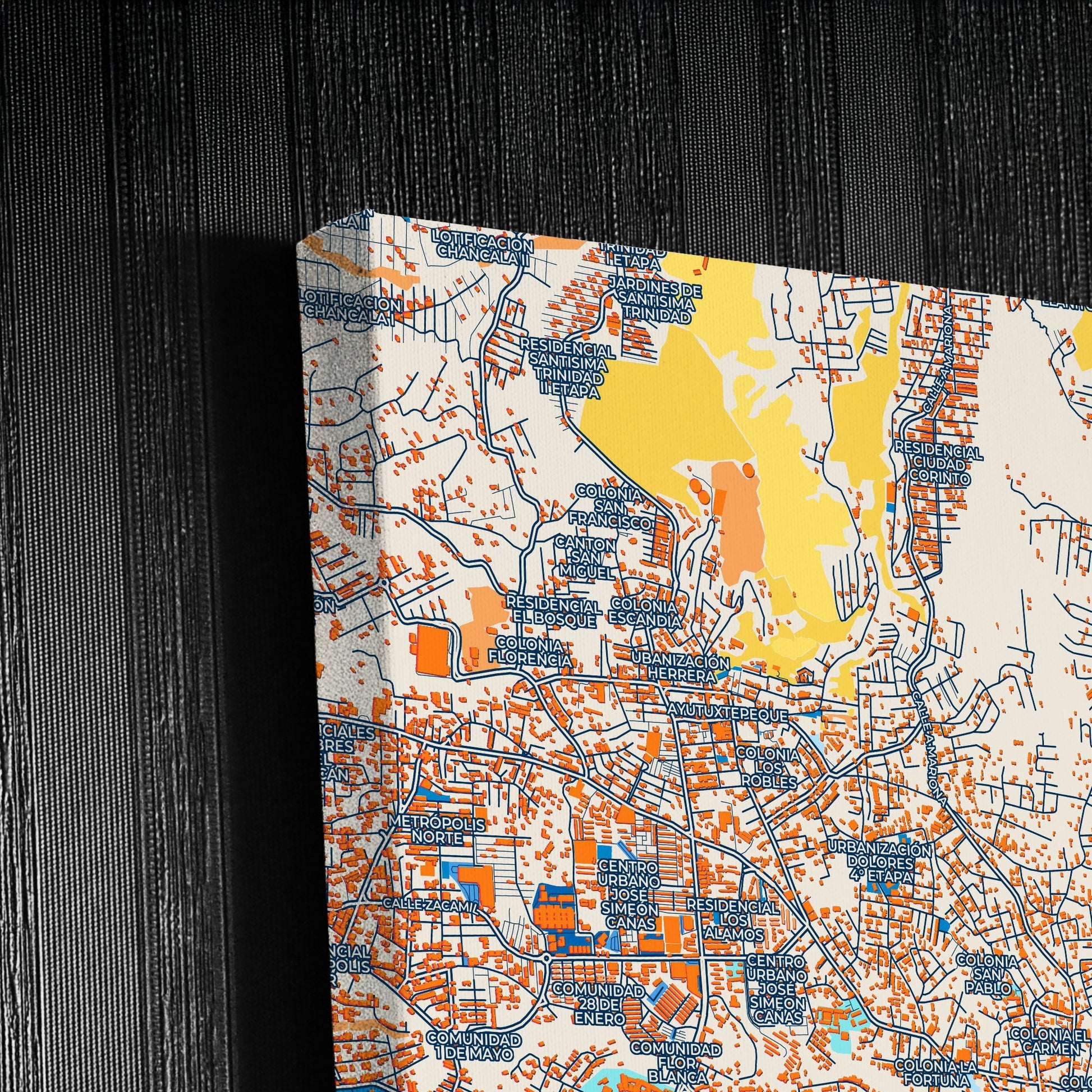 Mejicanos El Salvador Colorful City Map Canvas Print Detail