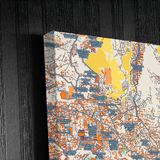 Mejicanos El Salvador Colorful City Map Canvas Print Detail