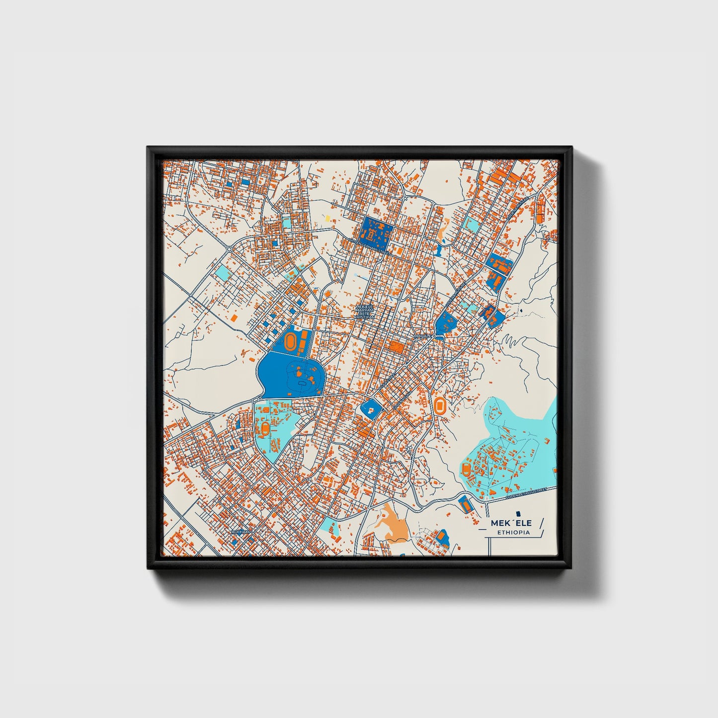 Mek´Ele Ethiopia Colorful City Map Canvas Print • Black Framed