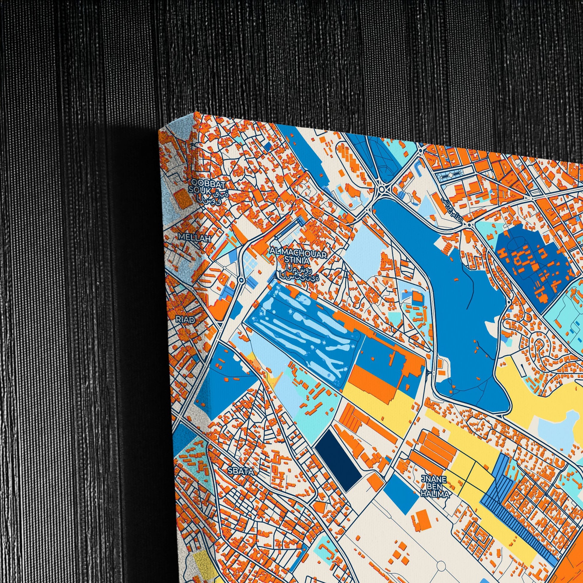Meknes Morocco Colorful City Map Canvas Print Detail