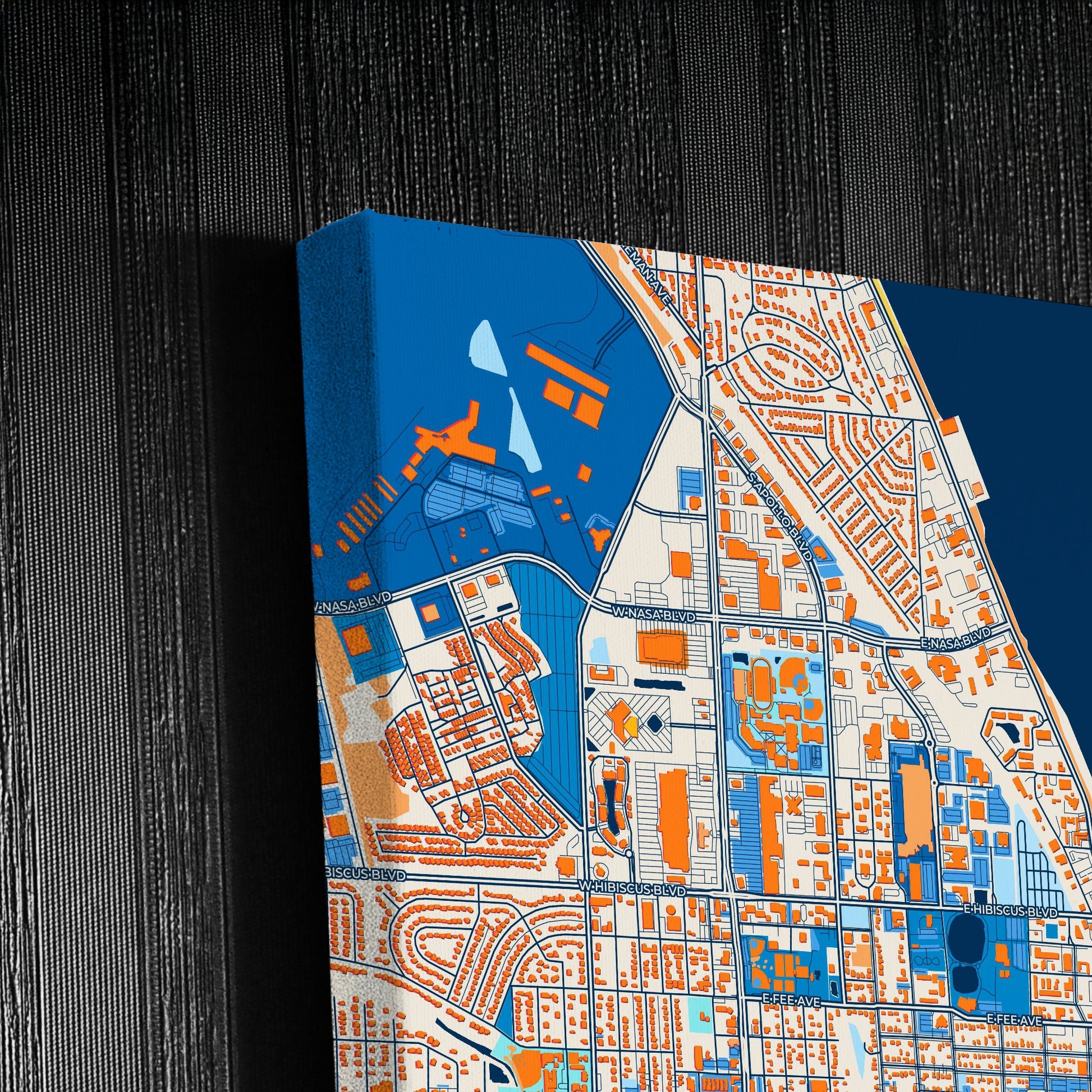 Melbourne Florida Colorful City Map Canvas Print Detail