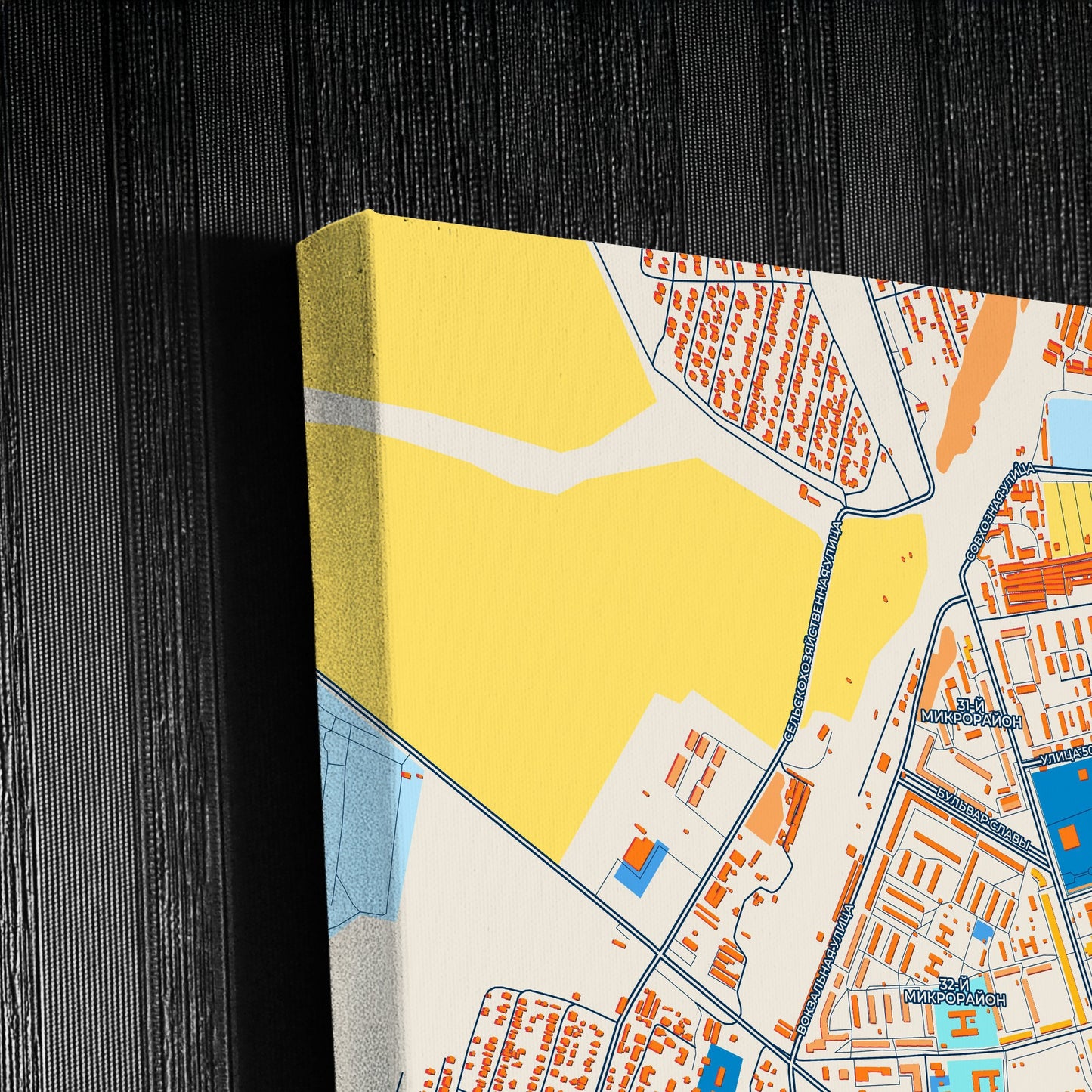 Мелеуз Russia Colorful City Map Canvas Print Detail