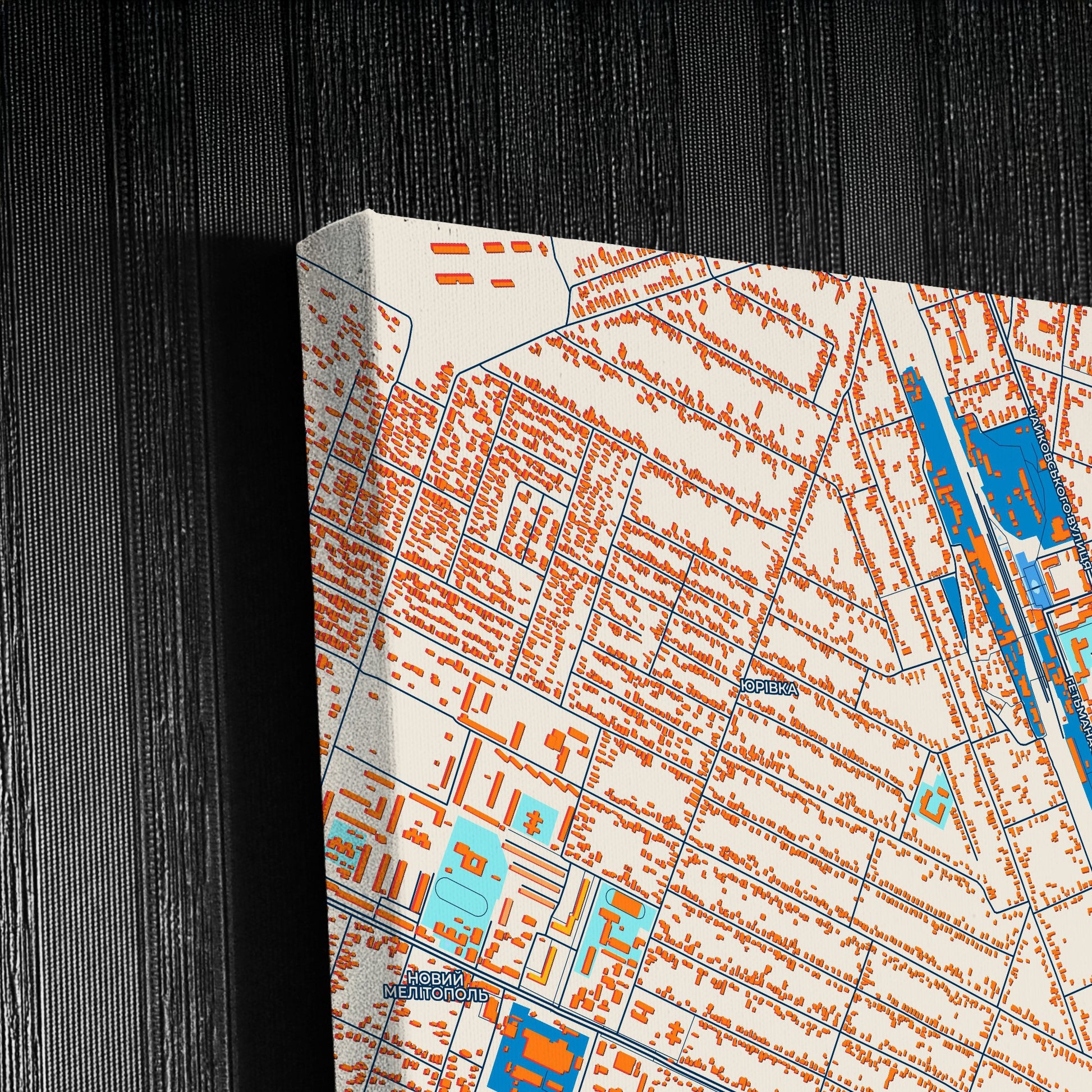 Мелітопол Ukraine Colorful City Map Canvas Print Detail