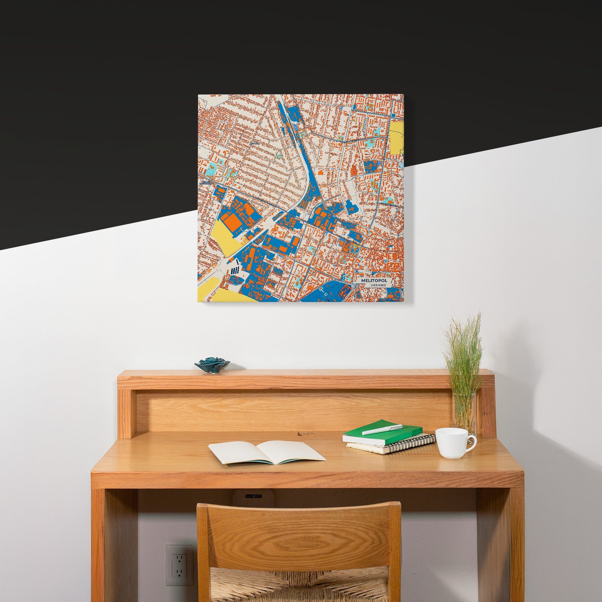 Мелітопол Ukraine Colorful City Map Canvas Print Scene