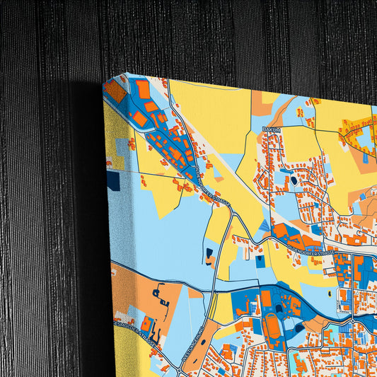 Melle Germany Colorful City Map Canvas Print Detail