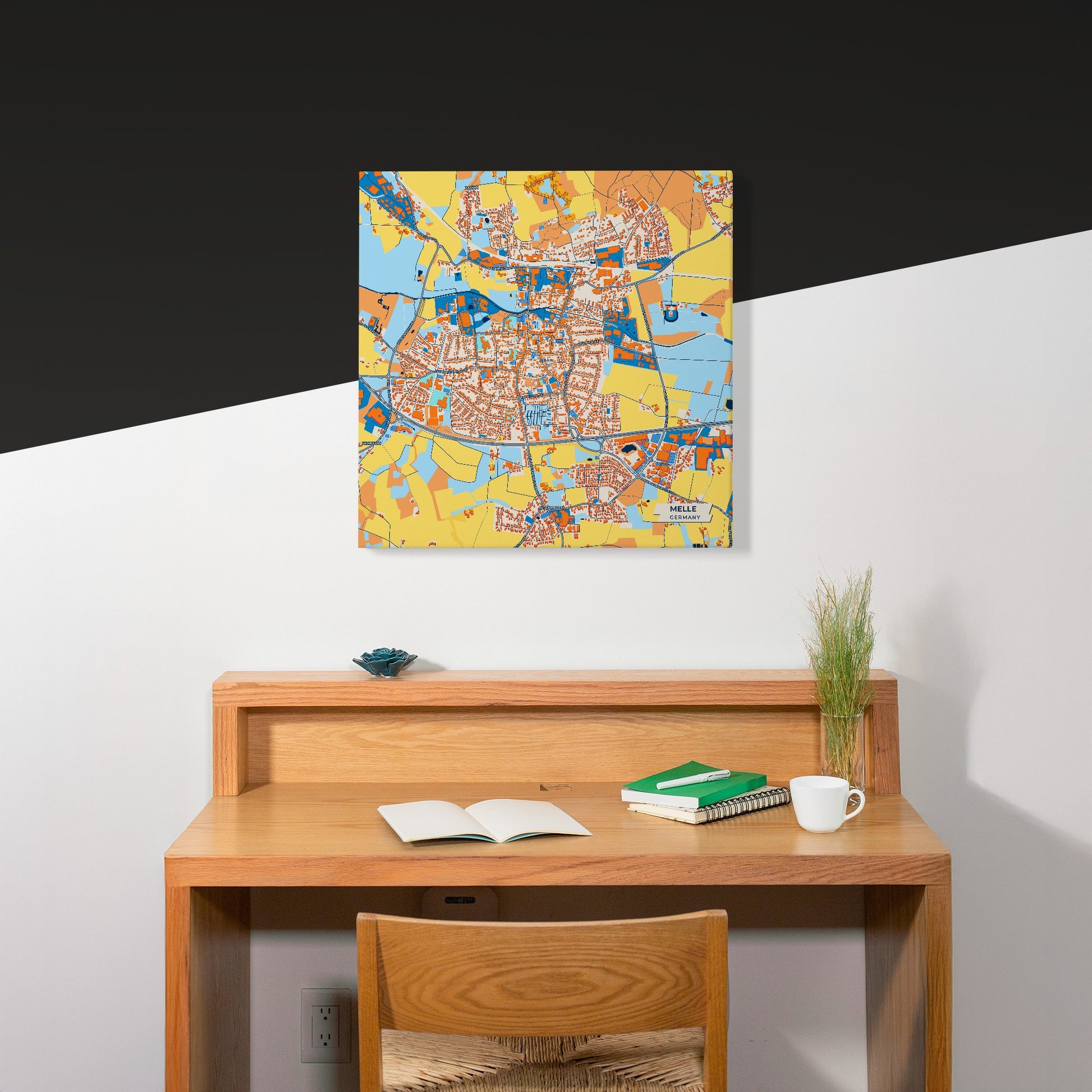 Melle Germany Colorful City Map Canvas Print Scene