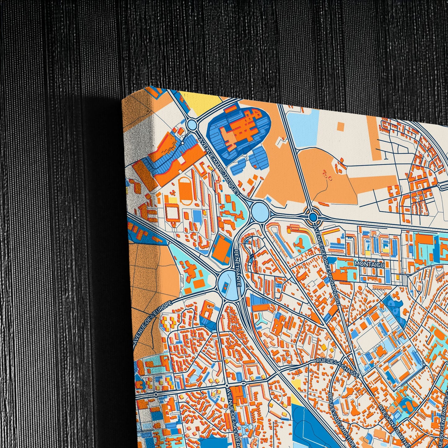 Melun France Colorful City Map Canvas Print Detail