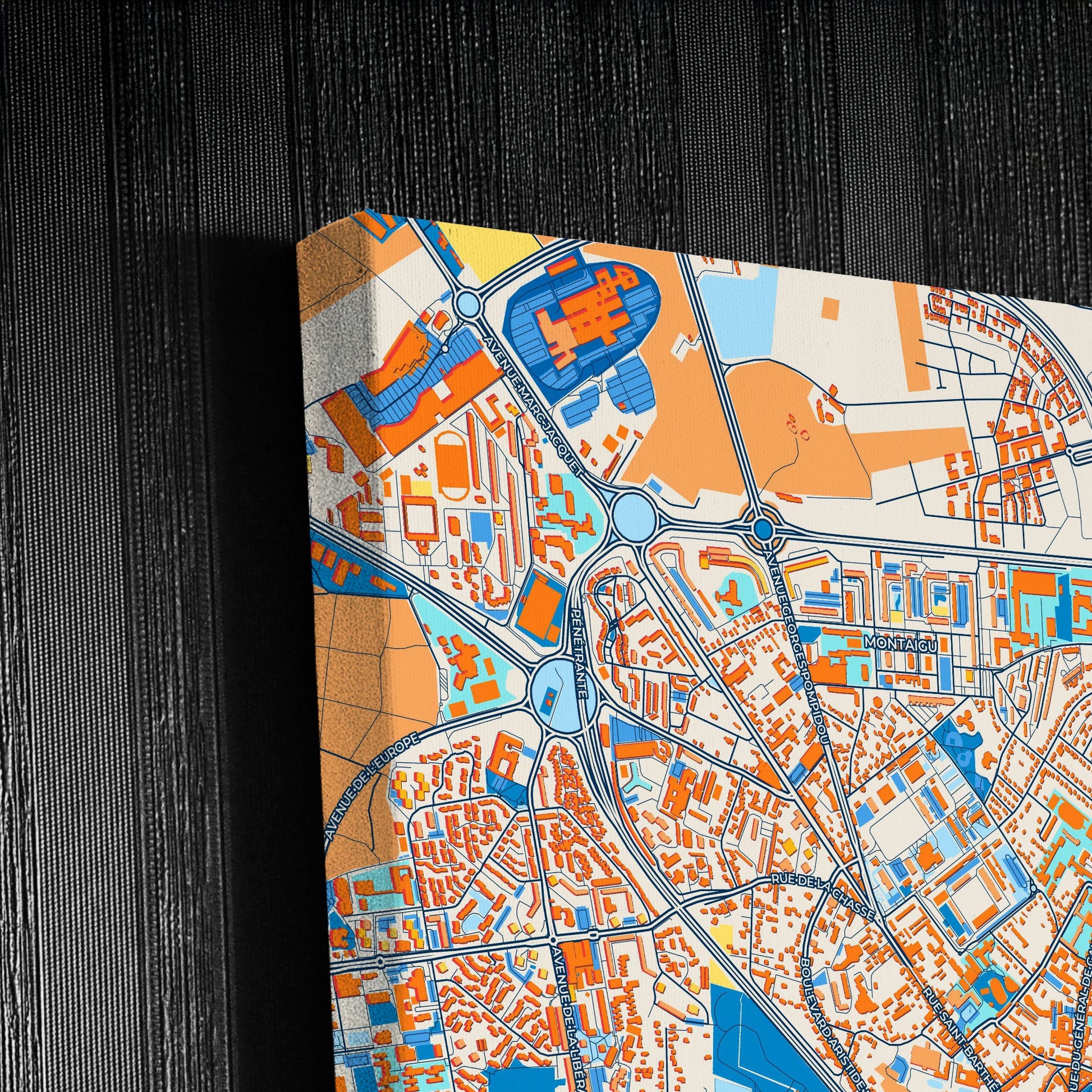 Melun France Colorful City Map Canvas Print Detail