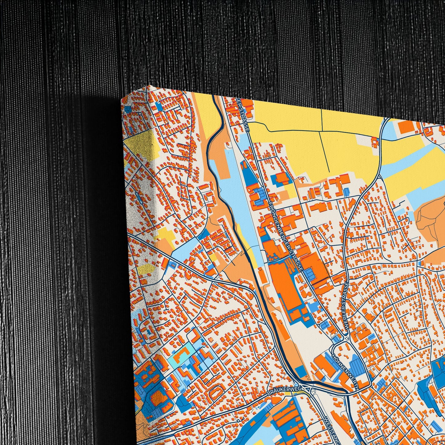 Menden (Sauerland) Germany Colorful City Map Canvas Print Detail