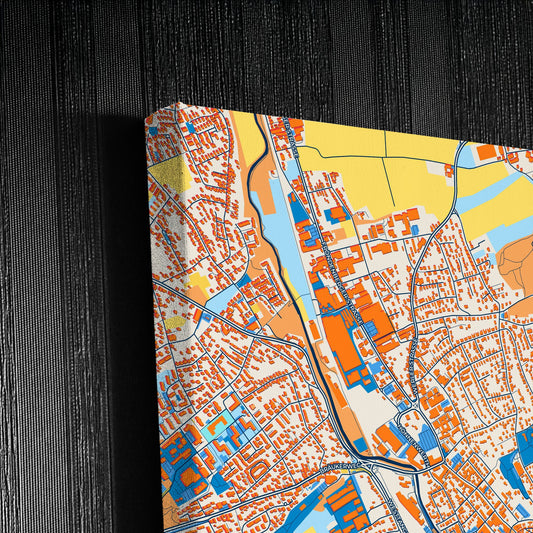 Menden (Sauerland) Germany Colorful City Map Canvas Print Detail