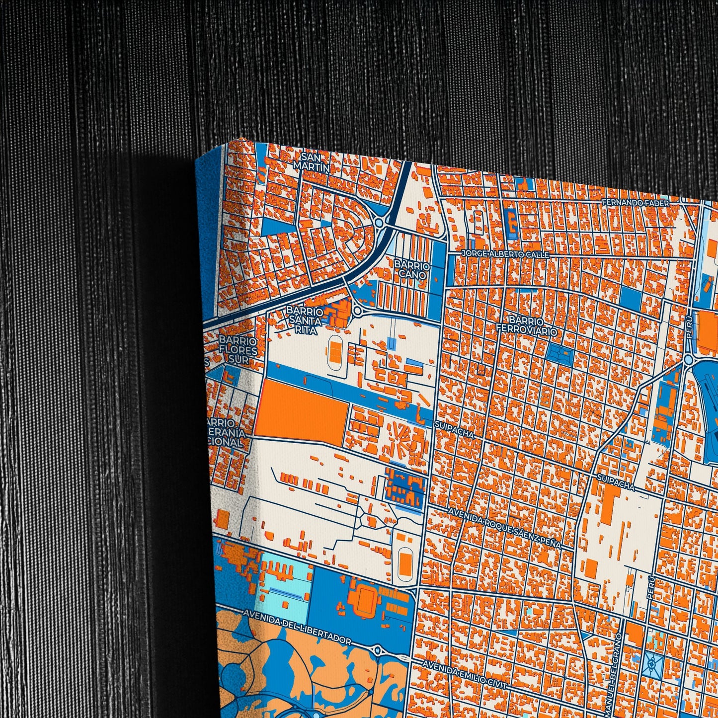Mendoza Argentina Colorful City Map Canvas Print Detail