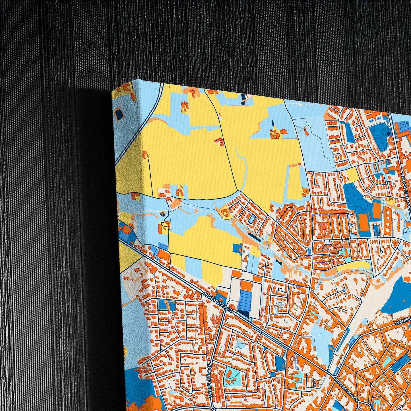 Menen  Belgium Colorful City Map Canvas Print Detail
