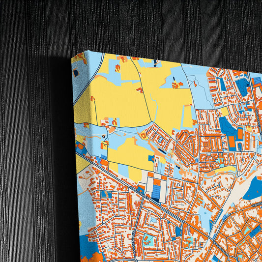 Menen  Belgium Colorful City Map Canvas Print Detail