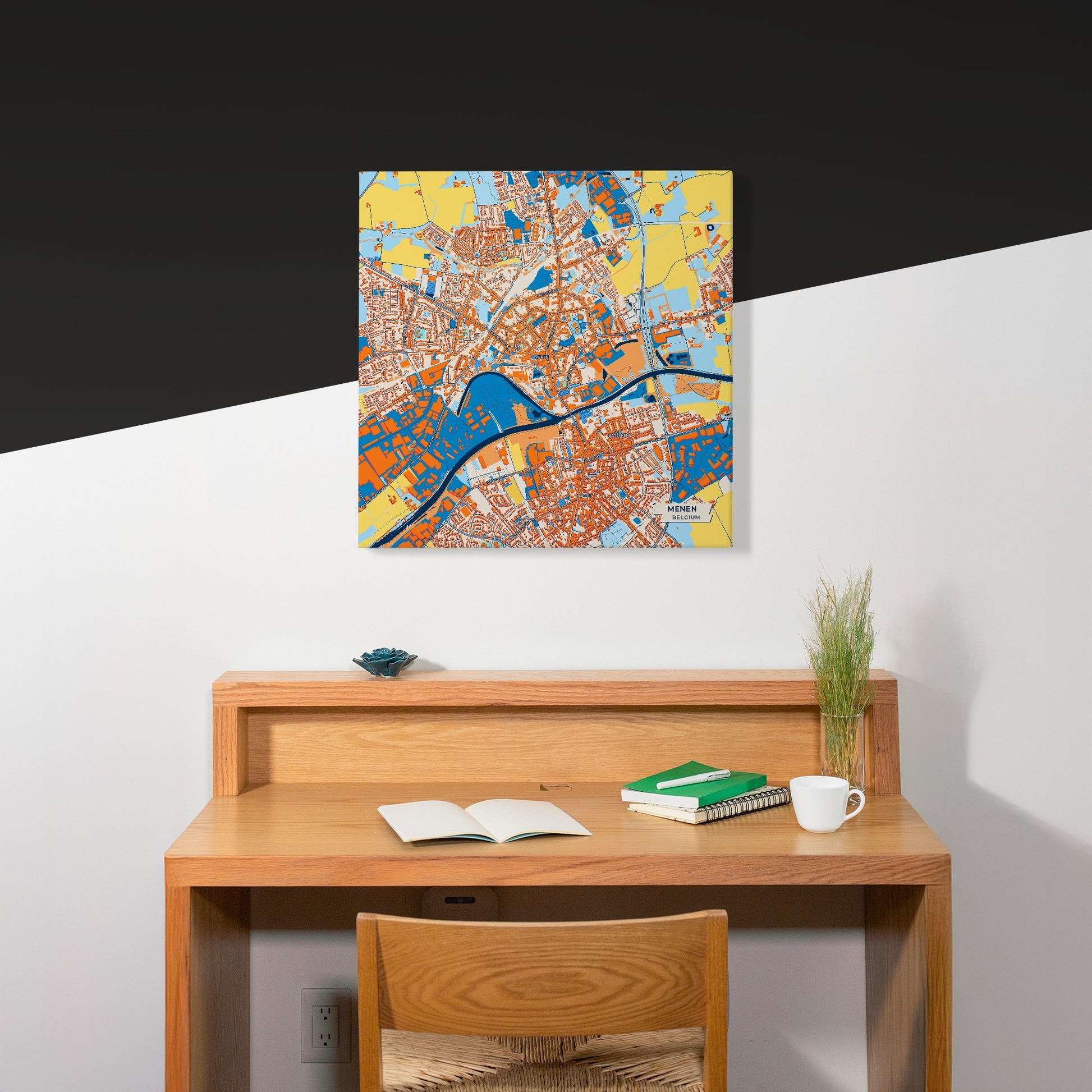 Menen  Belgium Colorful City Map Canvas Print Scene