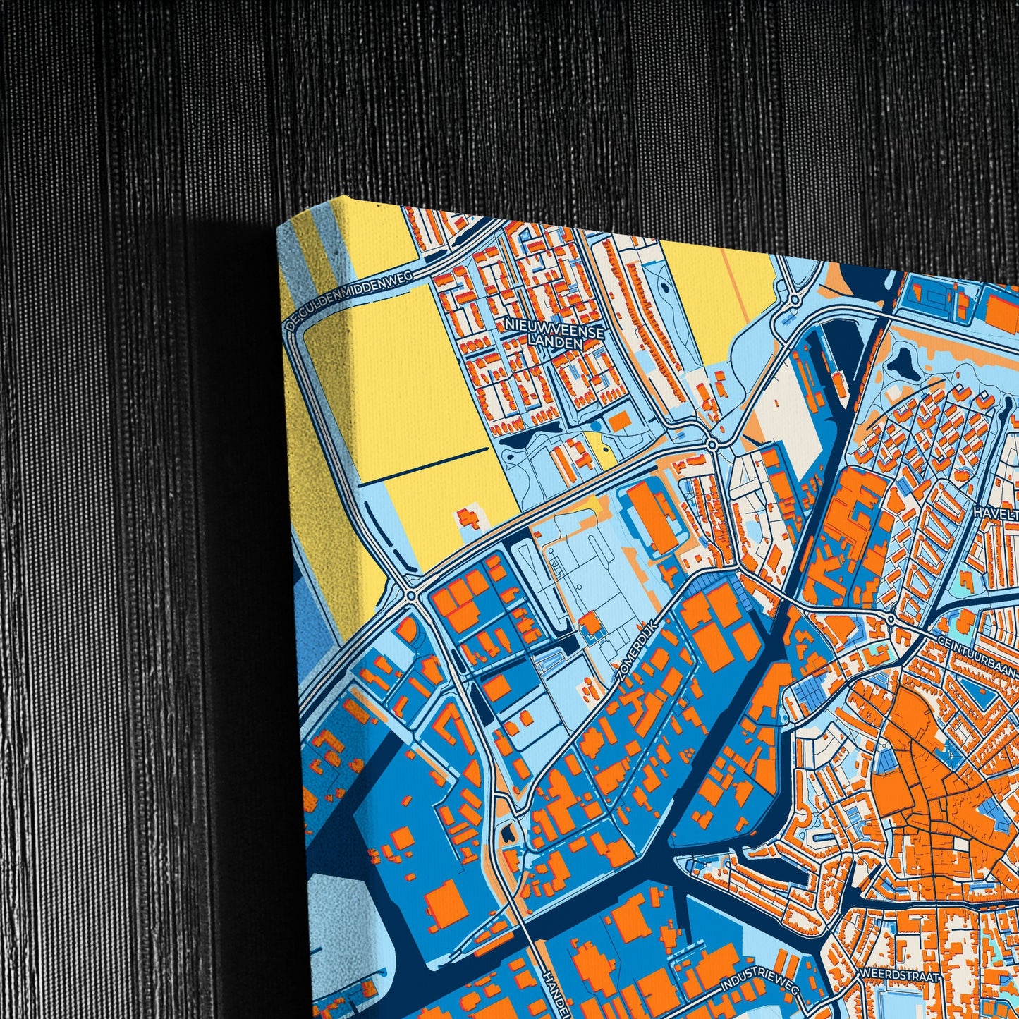 Meppel Netherlands Colorful City Map Canvas Print Detail