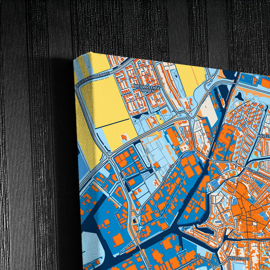 Meppel Netherlands Colorful City Map Canvas Print Detail