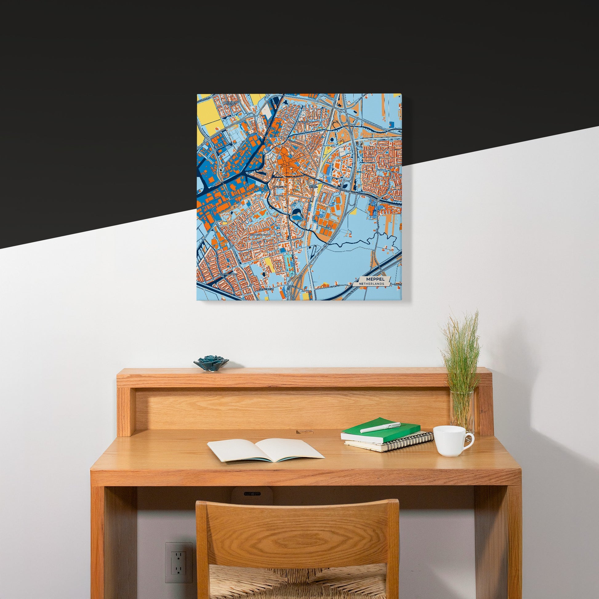 Meppel Netherlands Colorful City Map Canvas Print Scene