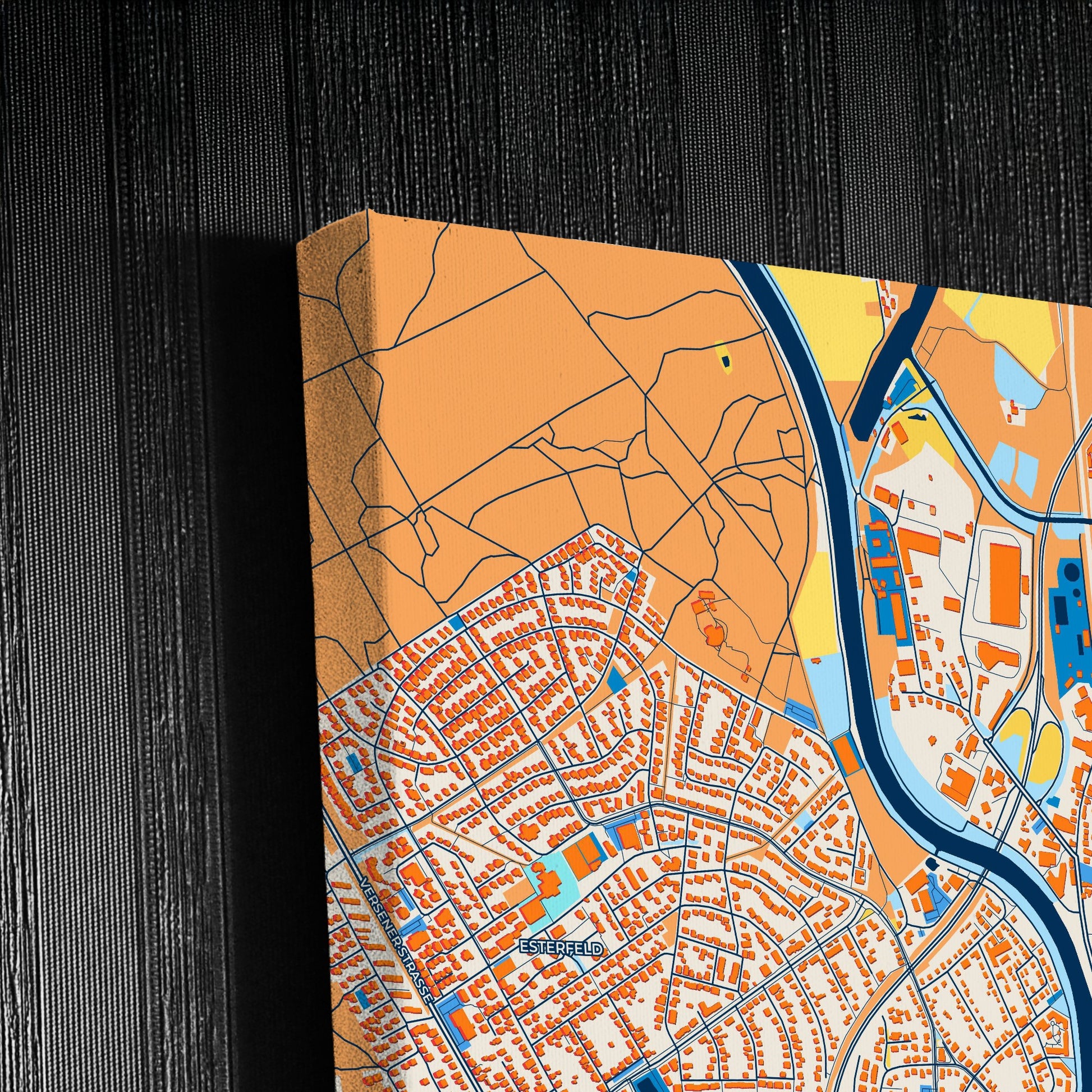 Meppen Germany Colorful City Map Canvas Print Detail