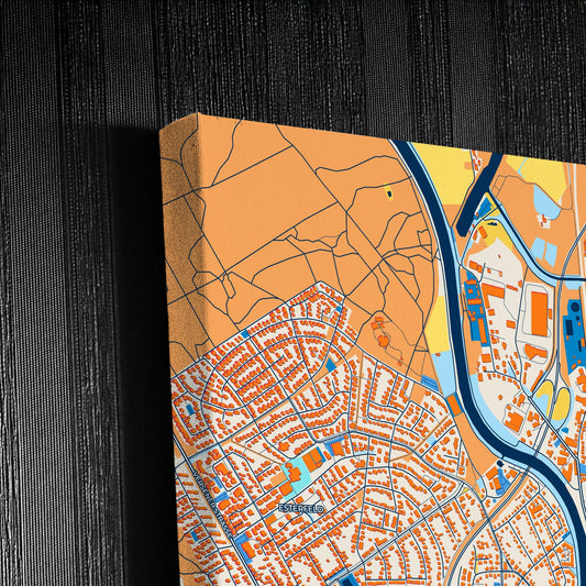 Meppen Germany Colorful City Map Canvas Print Detail