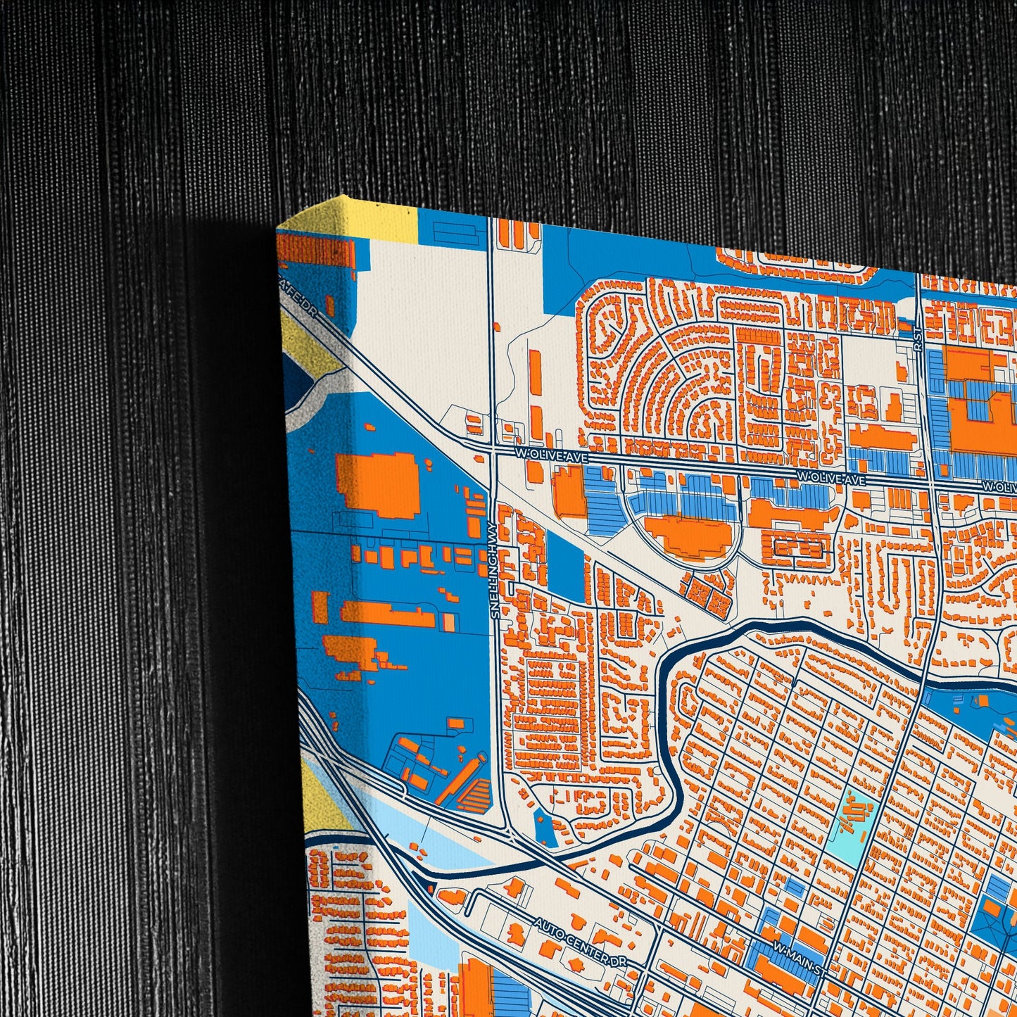 Merced California Colorful City Map Canvas Print Detail