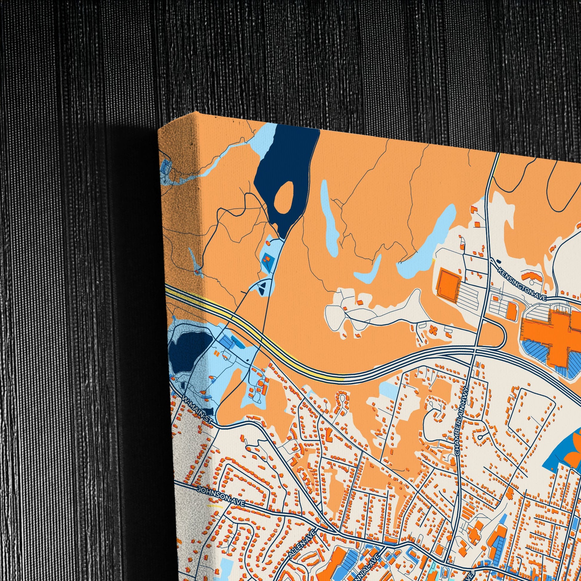 Meriden Connecticut Colorful City Map Canvas Print Detail