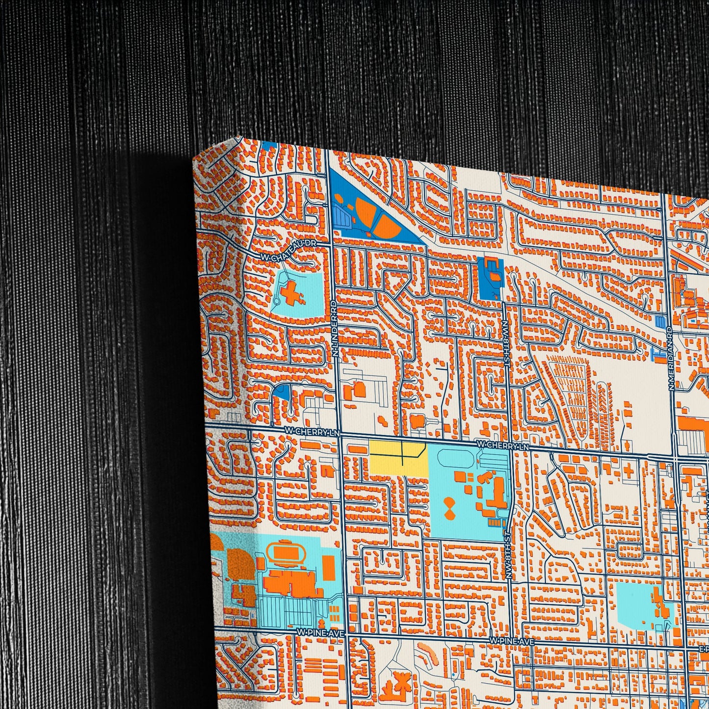 Meridian Idaho Colorful City Map Canvas Print Detail