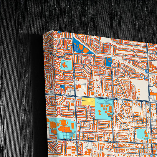 Meridian Idaho Colorful City Map Canvas Print Detail