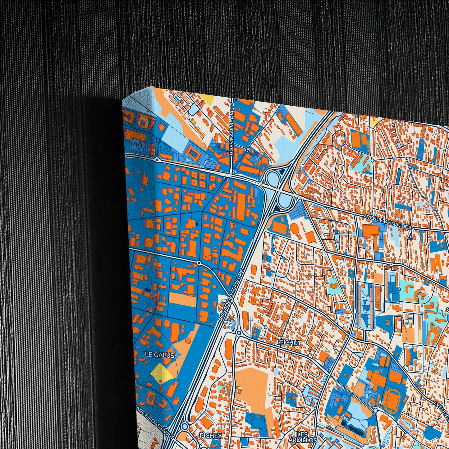 Mérignac France Colorful City Map Canvas Print Detail