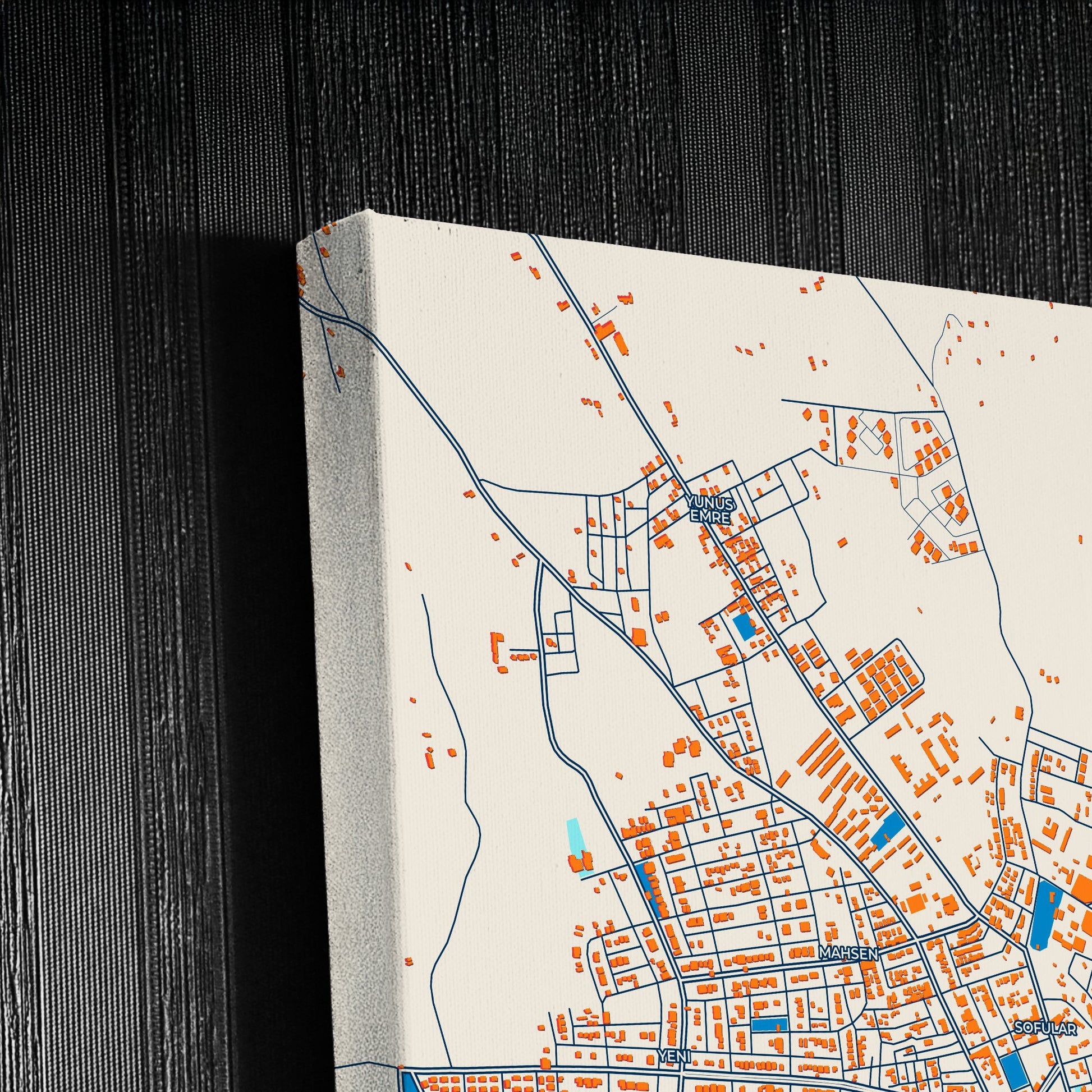 Merzifon Turkey Colorful City Map Canvas Print Detail