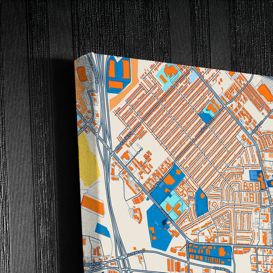 Mesquite Texas Colorful City Map Canvas Print Detail