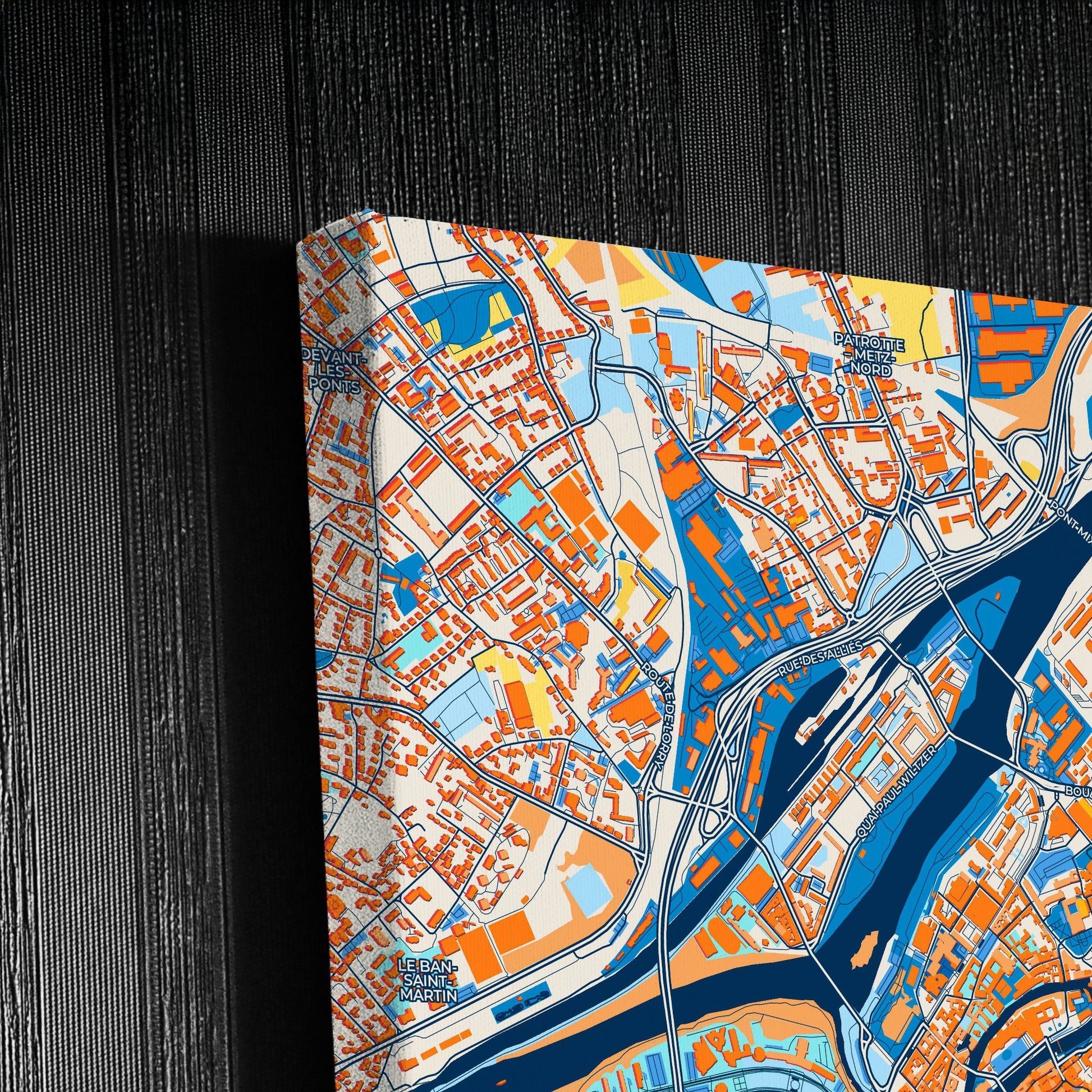 Metz France Colorful City Map Canvas Print Detail