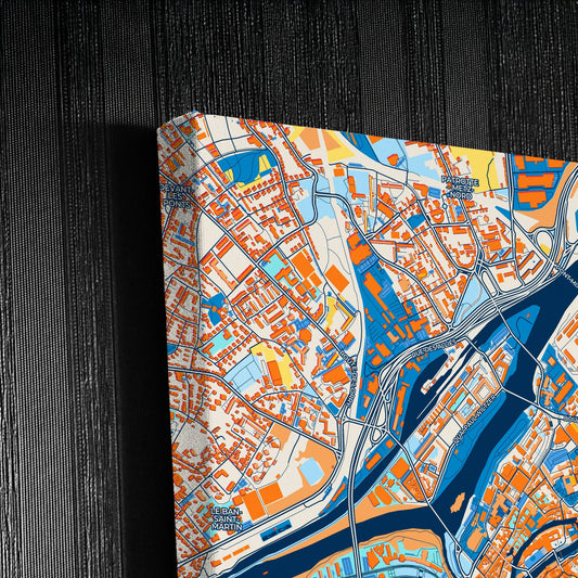 Metz France Colorful City Map Canvas Print Detail